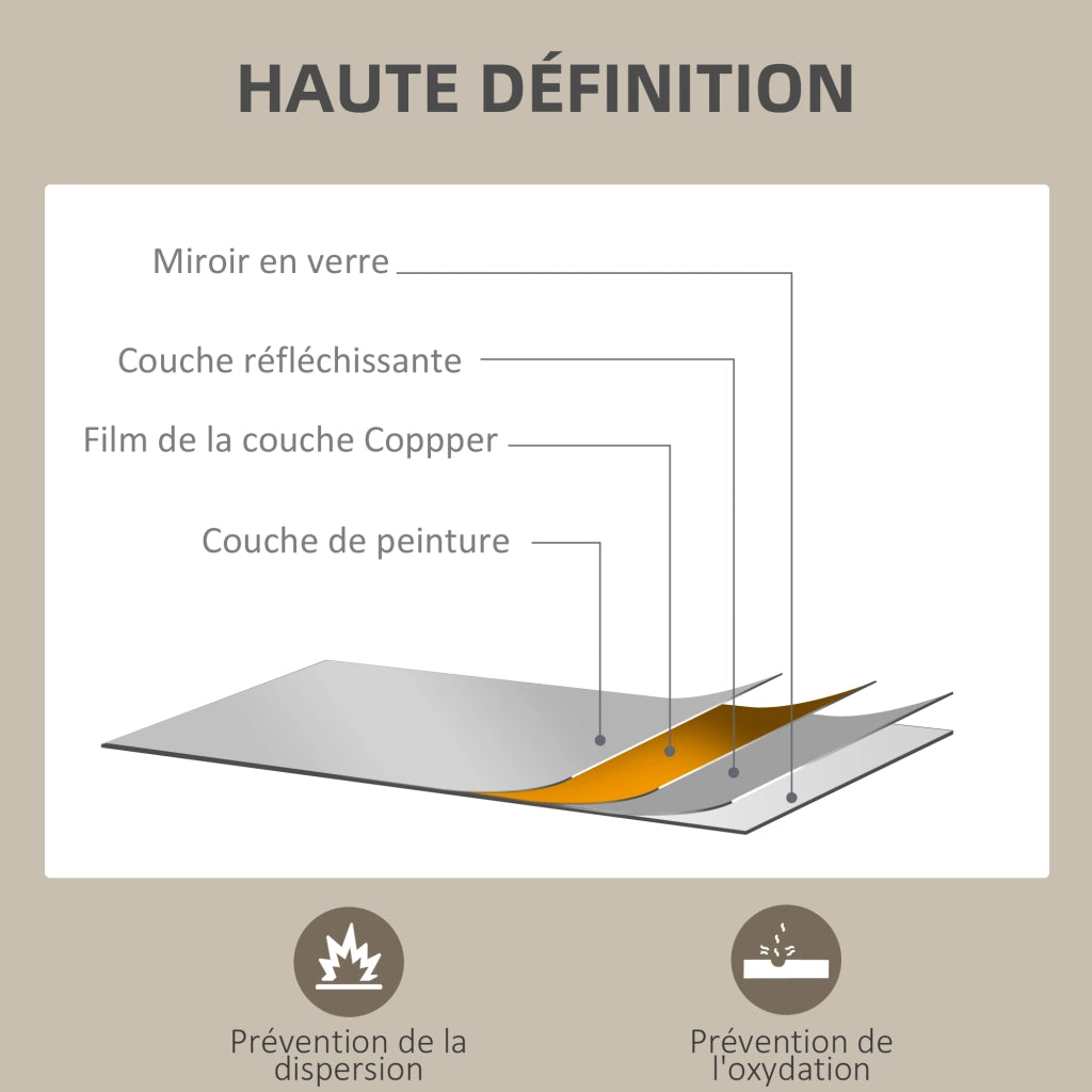 Specchio da Parete 80x60 cm ¨C zephmum ¨C Cornice in Legno Nero