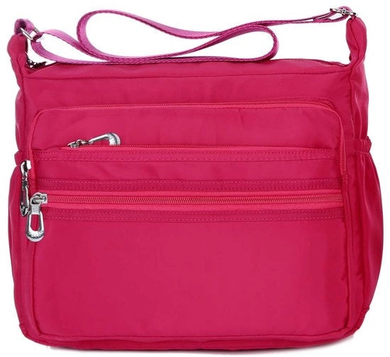 Borsa da spalla per donna leggera - Impermeabile Borsa da braccio - Borsa in nylon per spesa - Cinturino regolabile - Molte tasche - Dimensioni: 12,2 x 4,3 x 9,4 pollici