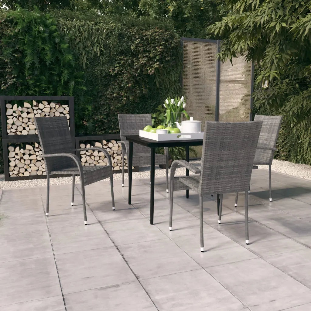 Set da Pranzo da Giardino 5 pz | Set Salotto da Giardino Grigio e Nero