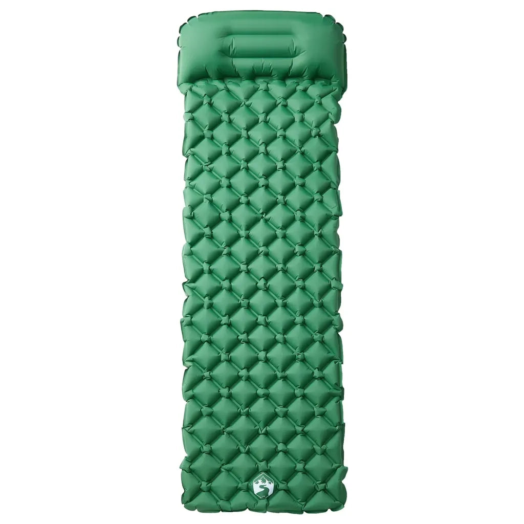 Materasso Campeggio Gonfiabile con Cuscino 1 Persona Verde CFW4433587