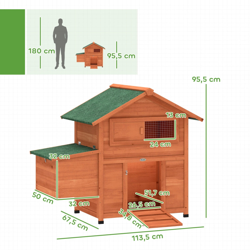 Pollaietto per Giardino in Legno con Nido ¨C zephmum ¨C 113.5x67.5x95.5 cm