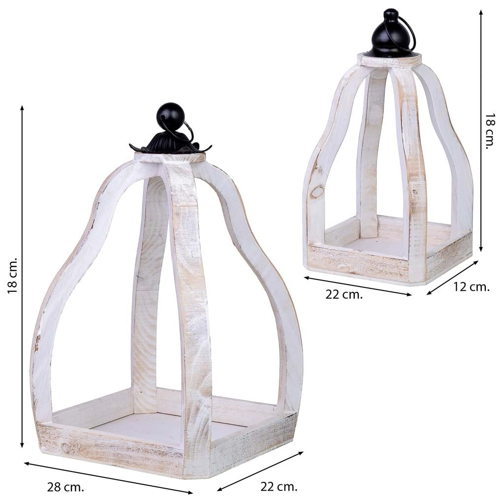 Set di 2 portavasi in legno 29x29x49h-18x18x34h cm