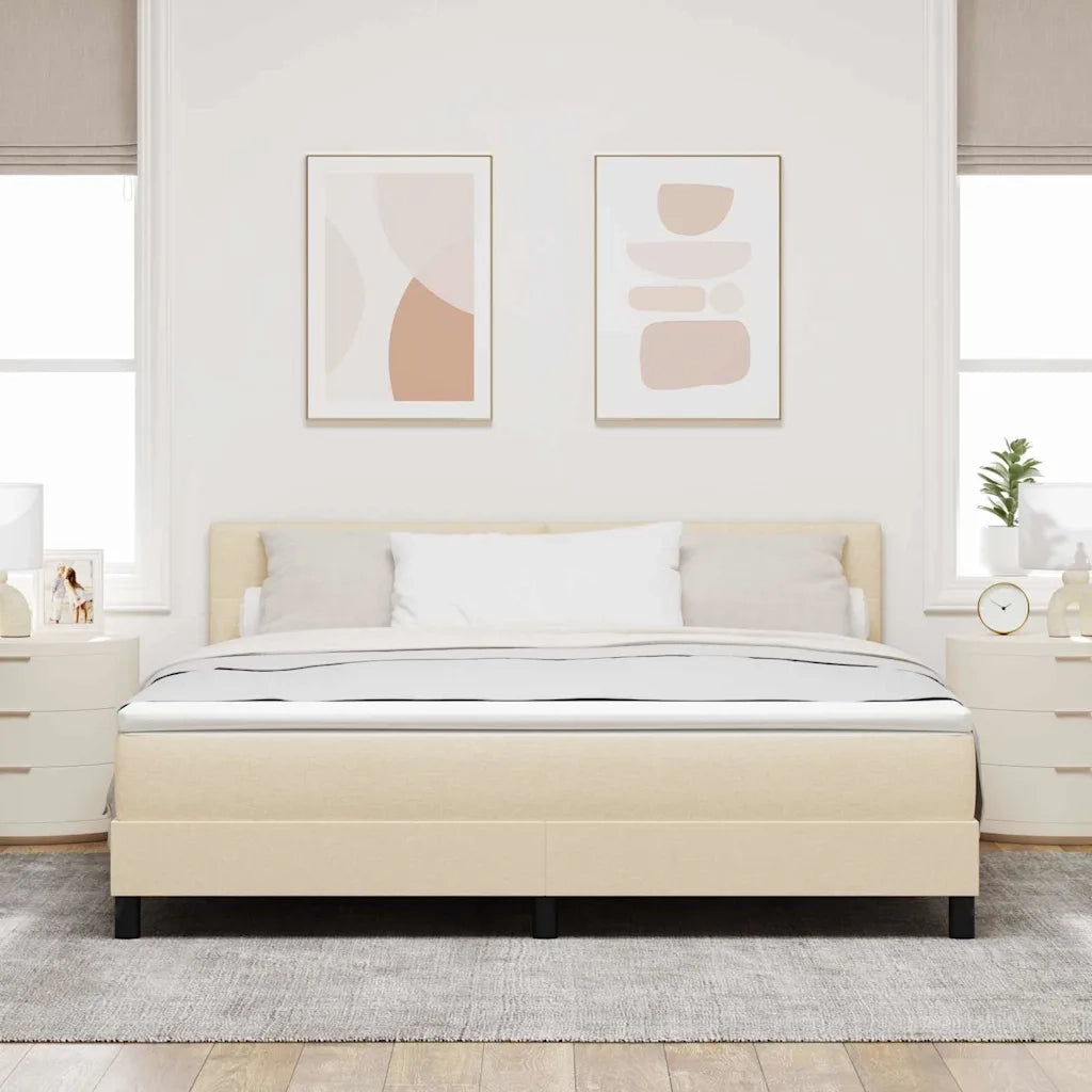 Letto a molle con testiera Crema 180 x 200 cm Tessuto 3338711