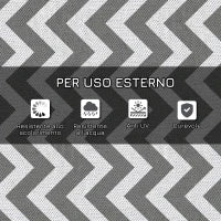 Tappeto da Esterno Reversibile con Fantasia Geometrica, 121x182 cm, Grigio e Bianco