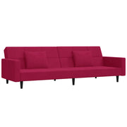 Divano letto | Sof¨¤ letto | Letto singolo a 2 Posti con 2 Cuscini Rosso Vino in Velluto