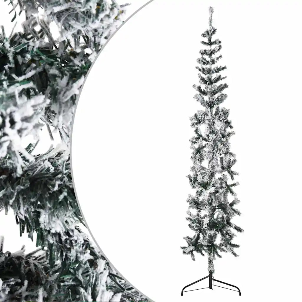 Albero Natale Artificiale Sottile a Metà Neve Fioccata 240 cm 344608