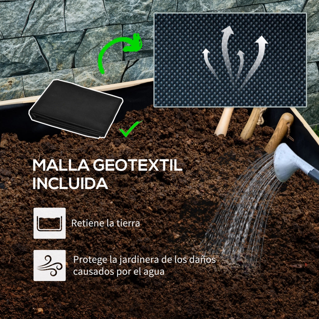 Fioriera Giardino Legno con Drenaggio e Telo ¨C zephmum ¨C 89x48x47 cm Naturale