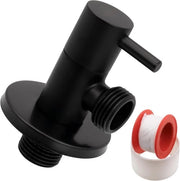 Vitello plus - Valvola di chiusura angolare con vite e sigillazione PTFE - Ottone - Superficie nera - Connetto alla rubinetta di acqua potabile - Sanitario - Vasca da bagno - Cucina