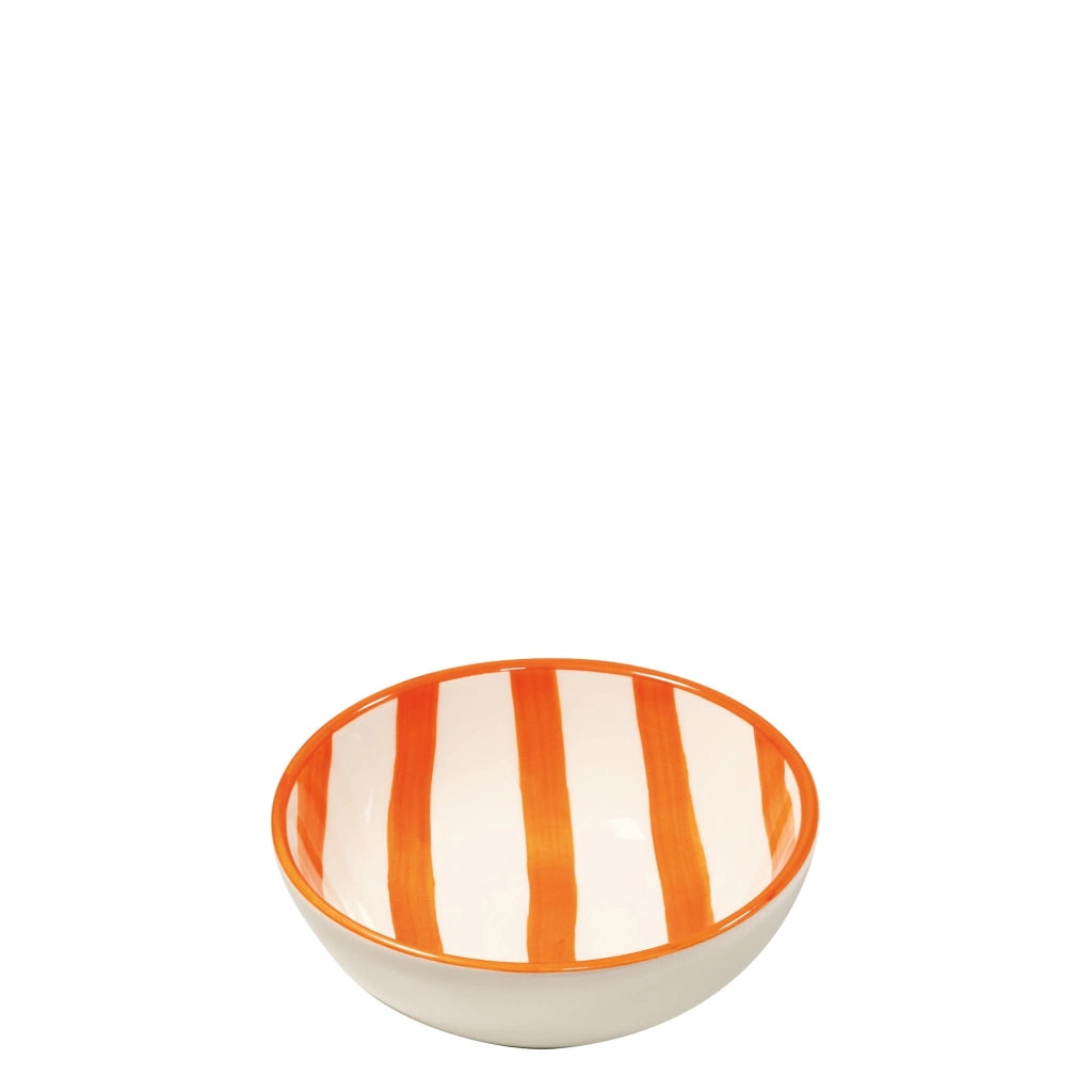Zafferano Set 6 Ciotole Lido Righe in ceramica artigianale color arancione, design a righe verticali vibranti ideale per tavola moderna e vivace