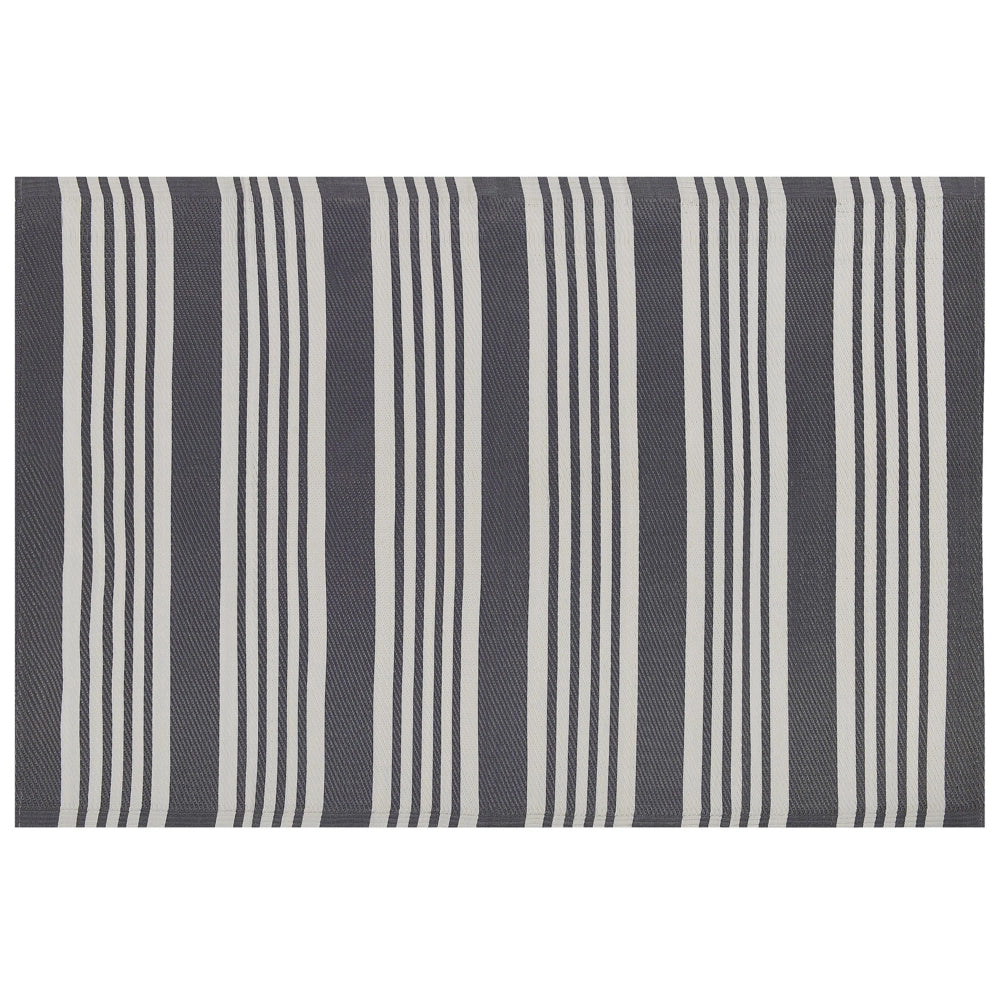 Tappeto da esterno Mat Nero e Grigio Chiaro Sintetico 120 x 180 cm Motivo Rigato Moderno