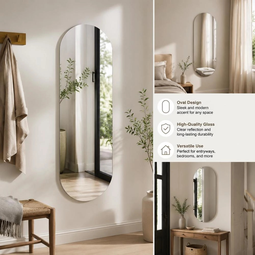 Wall Mirror 35x80 Cm Glass Oval