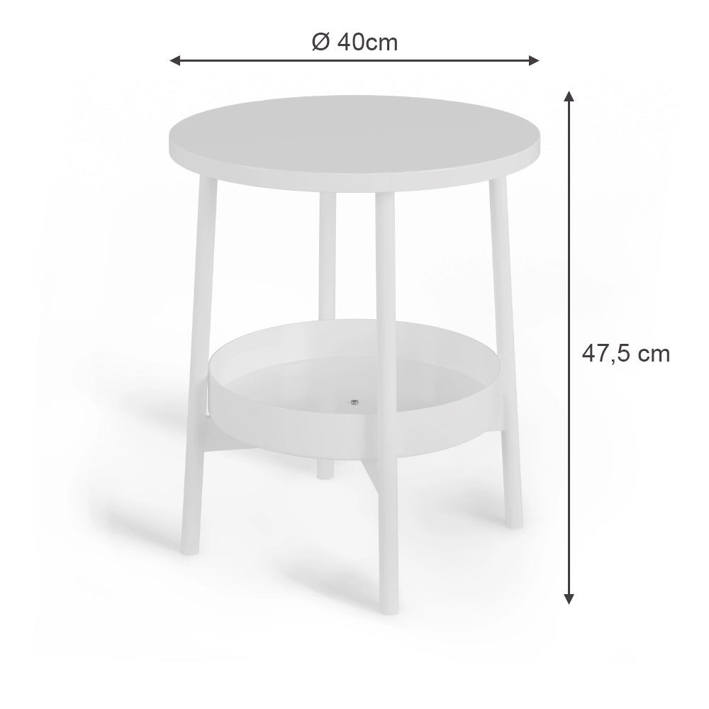 Vicco Tavolino da salotto Bianco 40 x 40 cm con spazio di archiviazione aggiuntivo