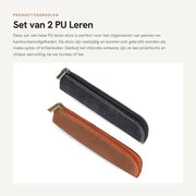 Etui slancio in pelle - 2 pezzi - Portafoglio - Tasca per denaro - Tasca per trucco - Tasca per occhiali - Pelle 200 x 40 mm