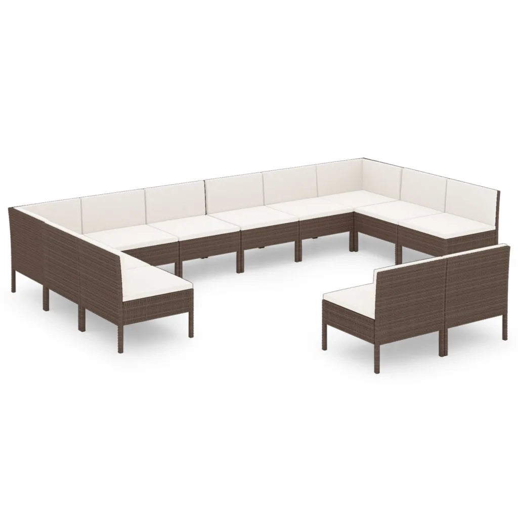 Set Divani da Giardino 12 pz con Cuscini in Polyrattan Marrone cod mxl 38517