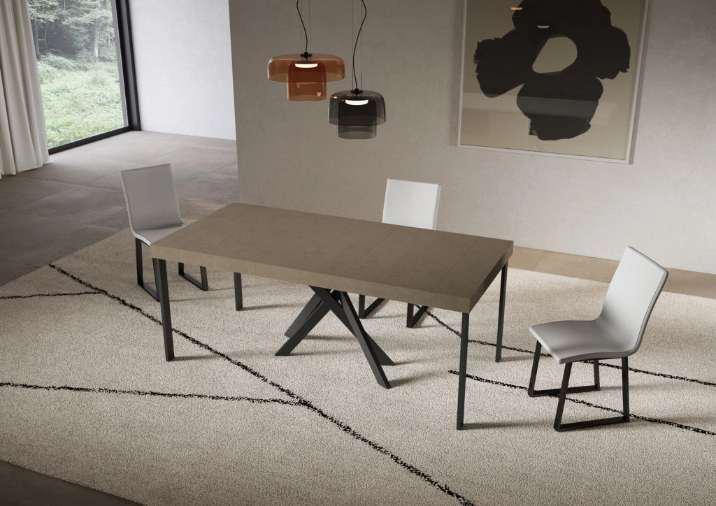 Consolle allungabile 90x40/300 cm Saki Premium tortora gambe antracite