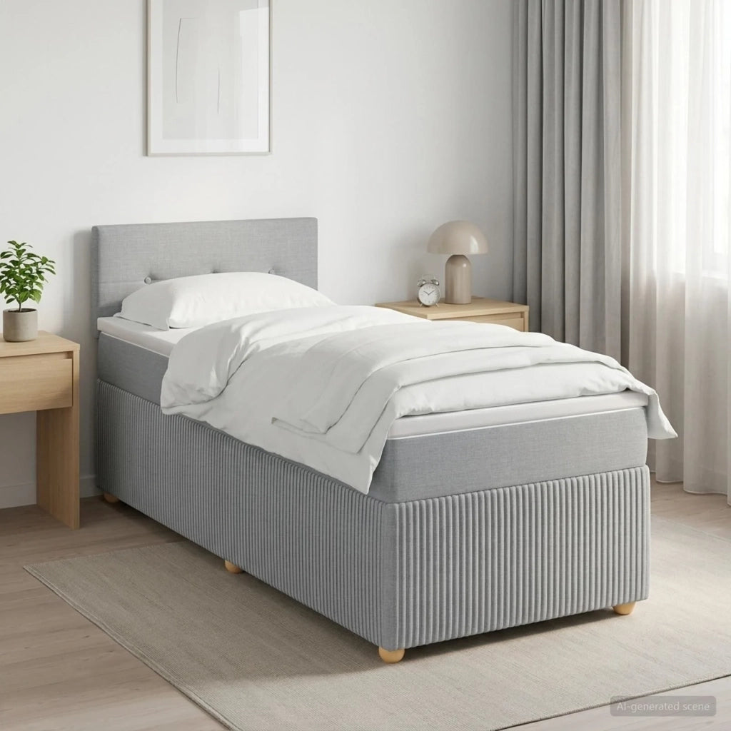 Letto con Box Spring, Materasso e LED Grigio Chiaro 90 x 190 cm 3453223