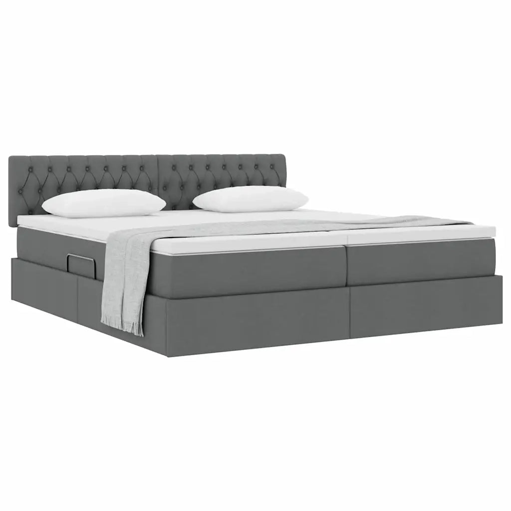 Letto con Contenitore Grigio scuro 200 x 200 cm Pelle Sintetica