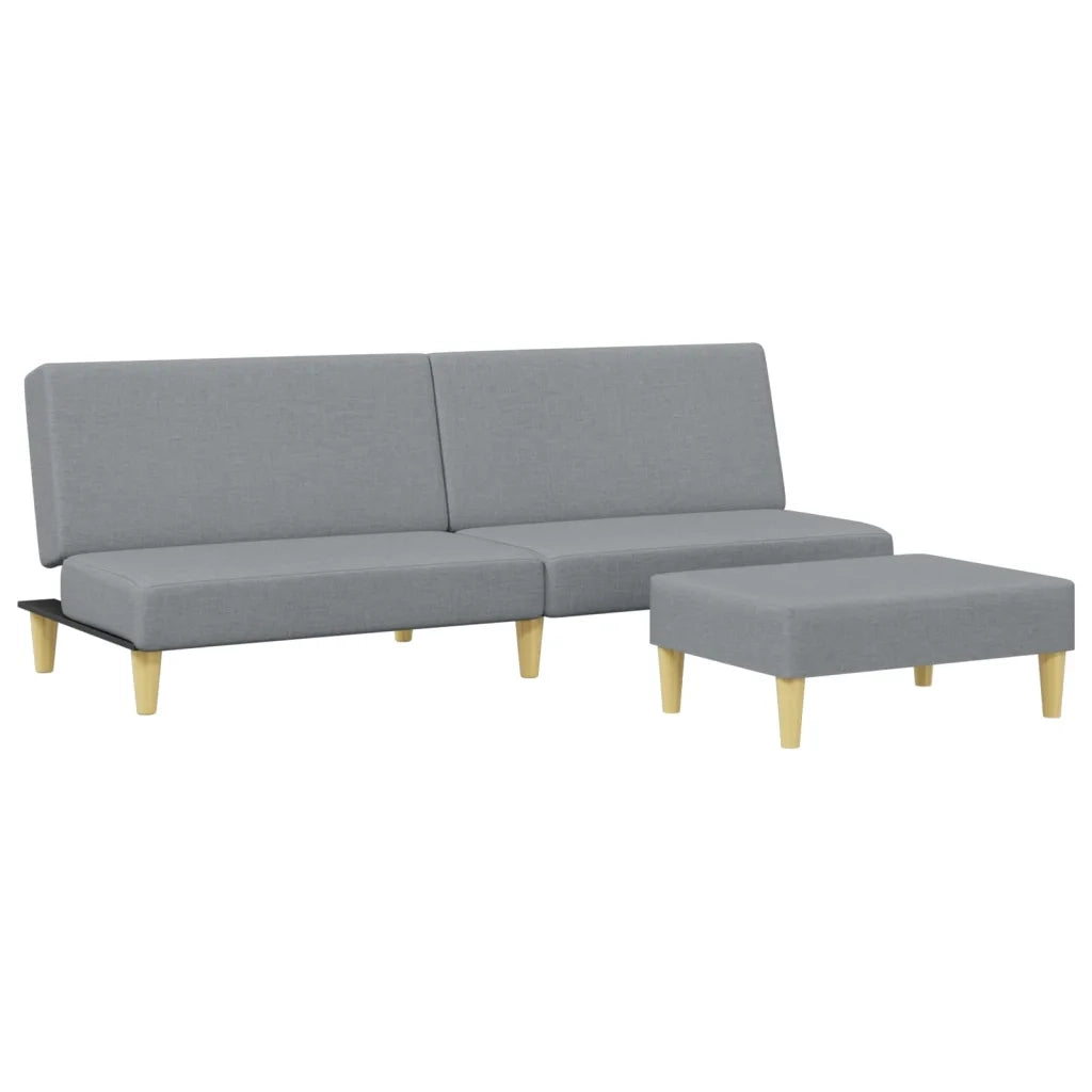 Divano Letto a 2 Posti con Poggiapiedi-Sofa Letto 2 Posti-Daybed Grigio Chiaro in Tessuto 505542