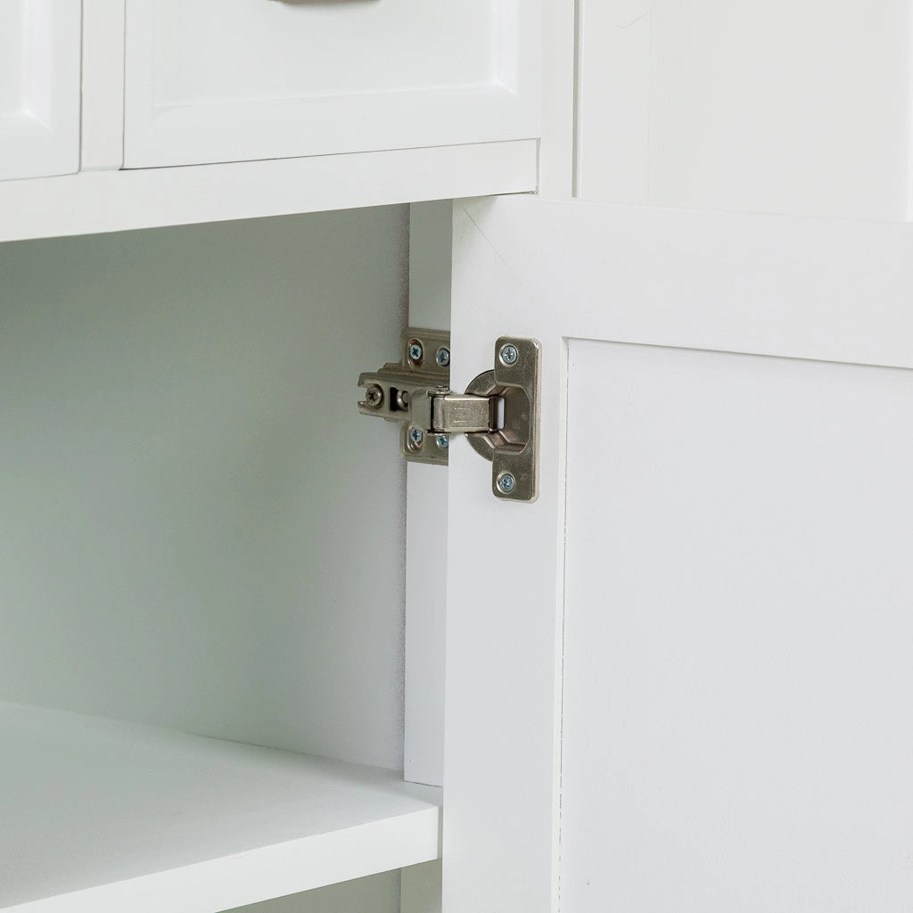 Credenza in legno bianco con 4 cassetti e 4 ante, 150x40x80,5h cm