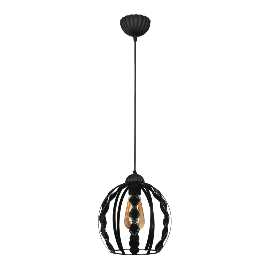 Lampada a Sospensione 'Finchley' con 1 Fonte Luce Lampada da Soffitto in Metallo con Paralume a Gabbia Decorativa Forma