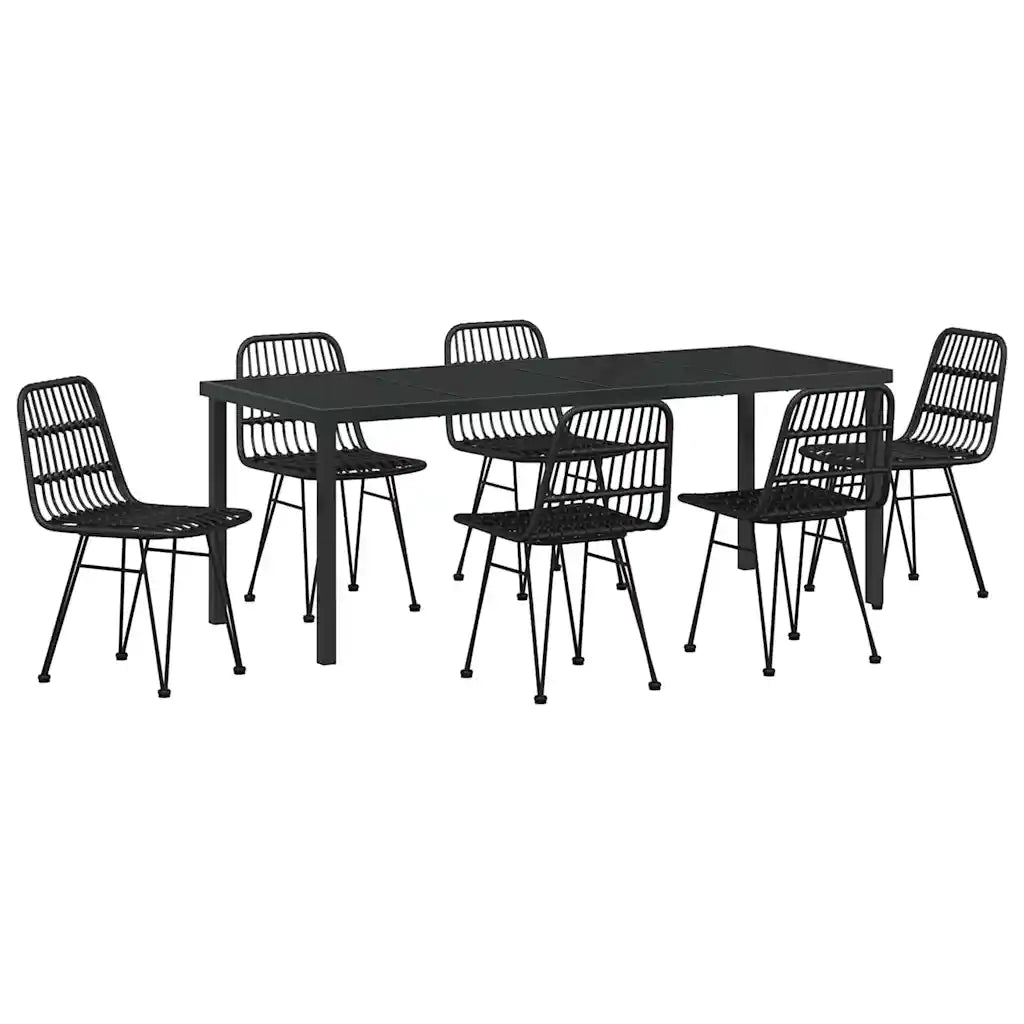 Set da Pranzo per Giardino 7 pcs Nero 3379203