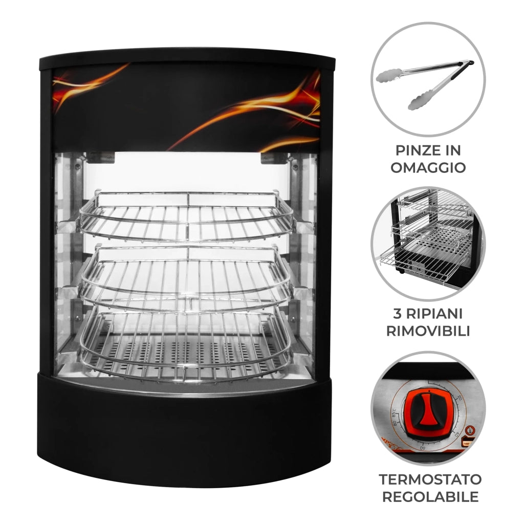 Scaldavivande commerciale 30 - 85°C  per pizza Display In vetro Incluse le pinze