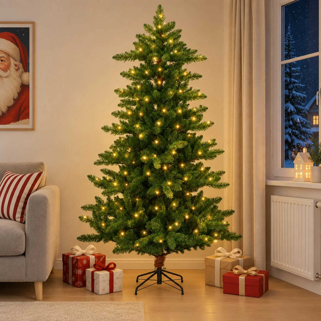 Albero di Natale artificiale 150 cm 150 LED Bianco caldo 3461356