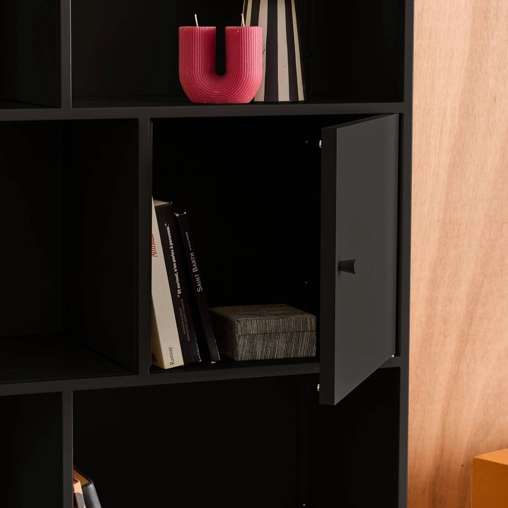 Credenza industriale in metallo con 8 scomparti, nero