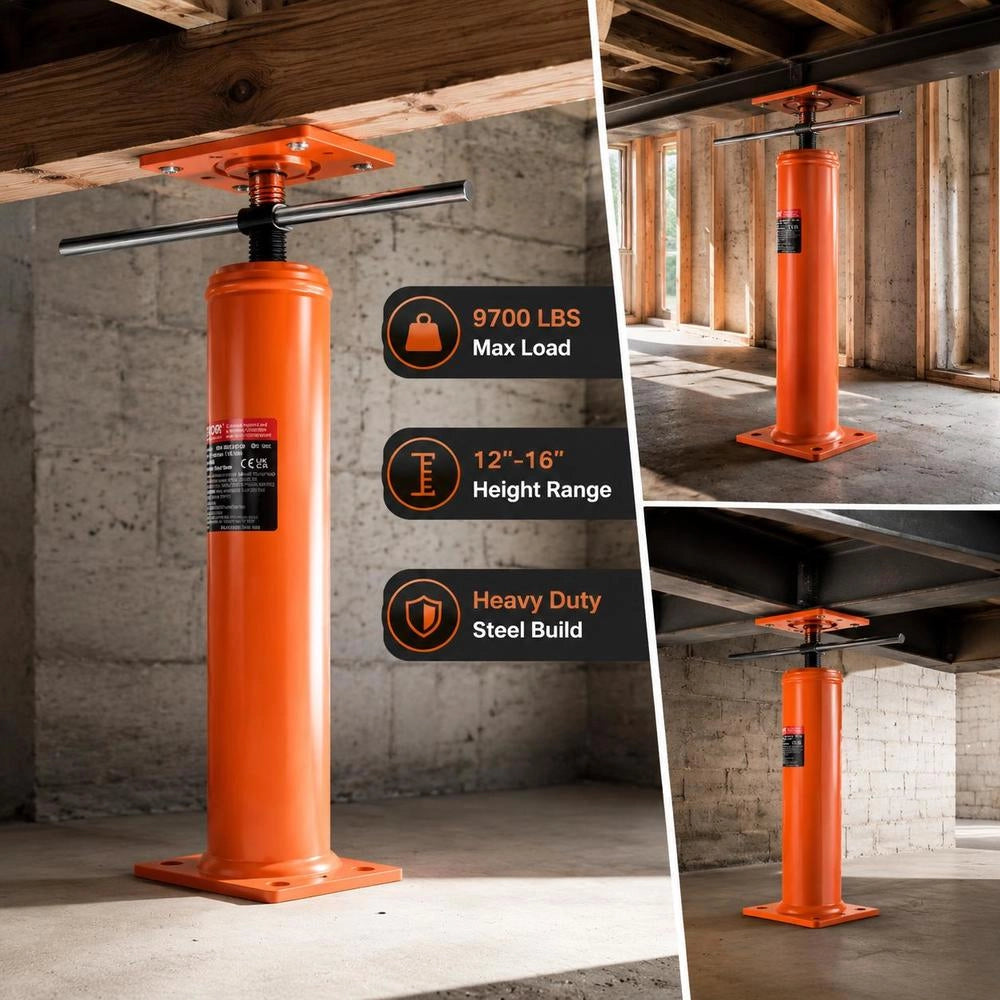Jack For Home Use, Height Range 30.5–40.6 Cm, Maximum Lifting Capacity 40.6 Kg, Adjustable Support Beam, Leveling Post, Steel Lifting Support, Telescopic Jack Post For Temporary Support