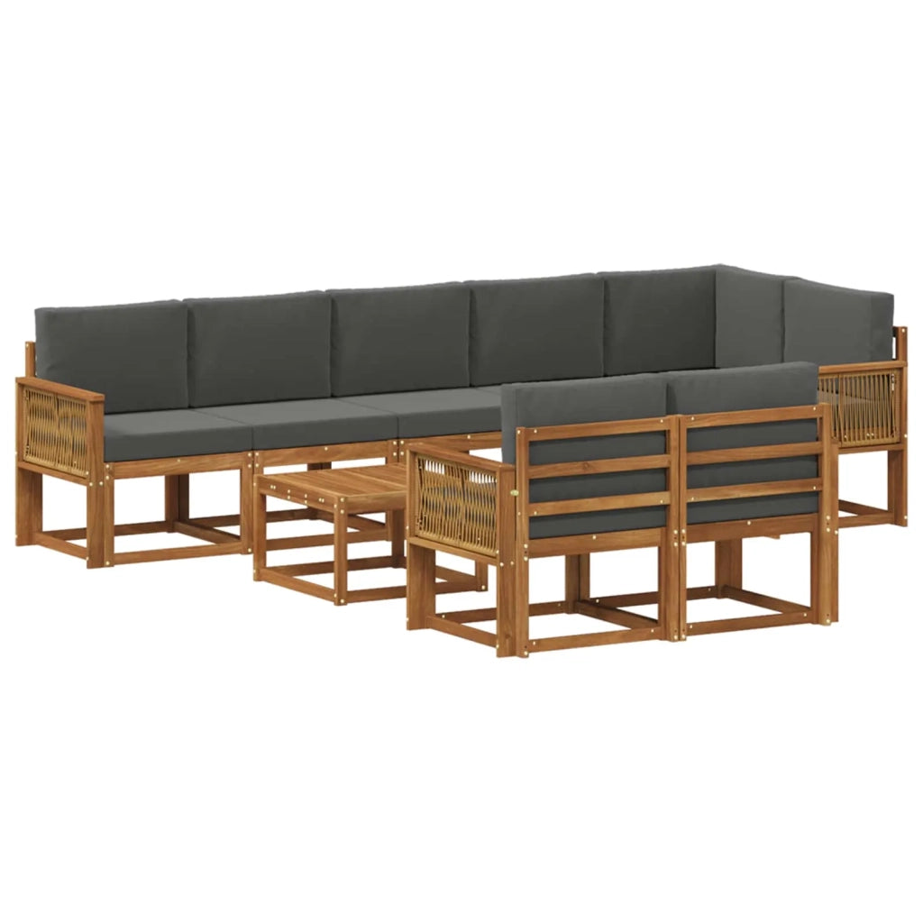 Set di divani da esterno 9 pcs Naturale e Antracite Poliestere 3385338