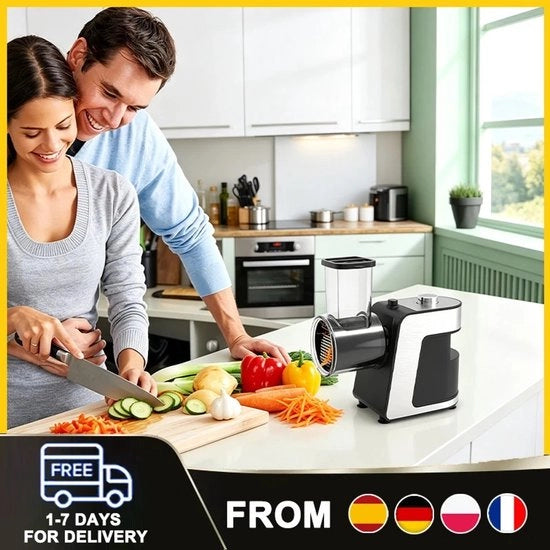 Snghiatore e grattugia per verdure 500W per uso domestico Snghiatore e grattugia per verdure con 5 lame Snghiatore e grattugia per verdure con funzione di dono 

Specifiche tecniche:
- Potenza: 500W
- Lame: 5