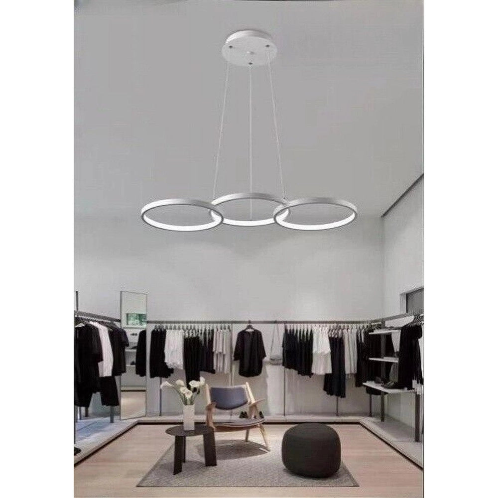 Trade Shop - Lampadario A Sospensione Da Soffitto 3 Anelli Tre Tonalità Di Colore 40w B63-b3c -