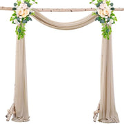 Slender Chiffon, tenda da sposa, con nastri, tessuto chiffon drappeggiato per decorazione cerimoniale, sfondo, tenda di festa di seta - Champagne scuro - 75*1000cm