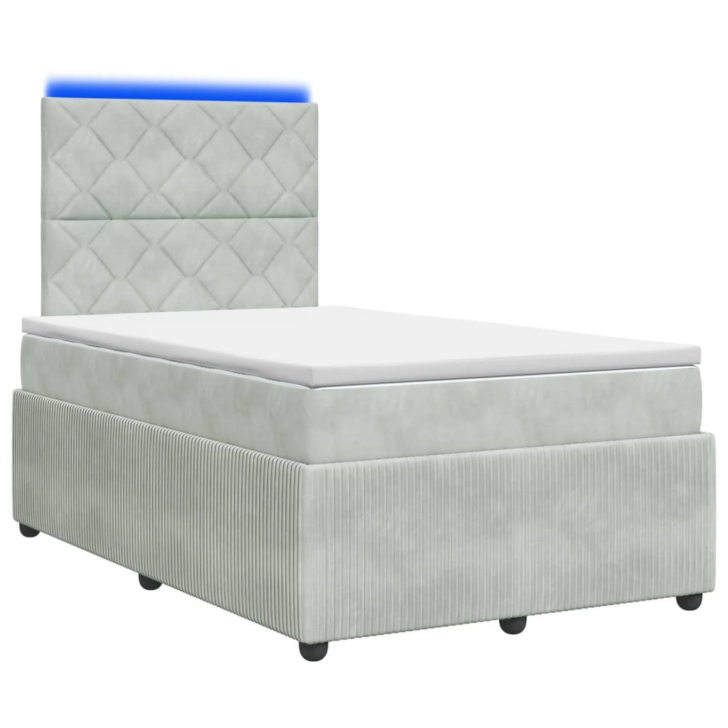 Letto Box Spring LED con Materasso Grigio Chiaro 120 x 200 cm 3456053