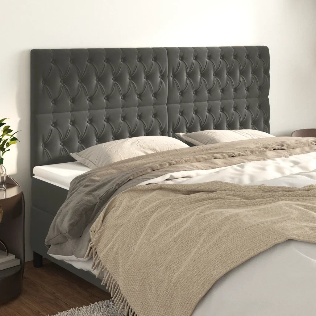 Testiera Grigio Scuro 200x7x118/128 cm Velluto 3116735