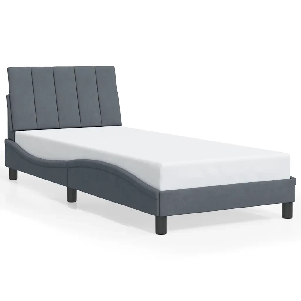 Giroletto senza Materasso-Struttura Letto Hanko Grigio Scuro 90x200 cm Velluto