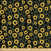Stoffa per metro, Giardino di Zinnie in fiore, Rivestimento di alta qualità per accessori per la casa, 10M (148x1000cm), Nero Giallo