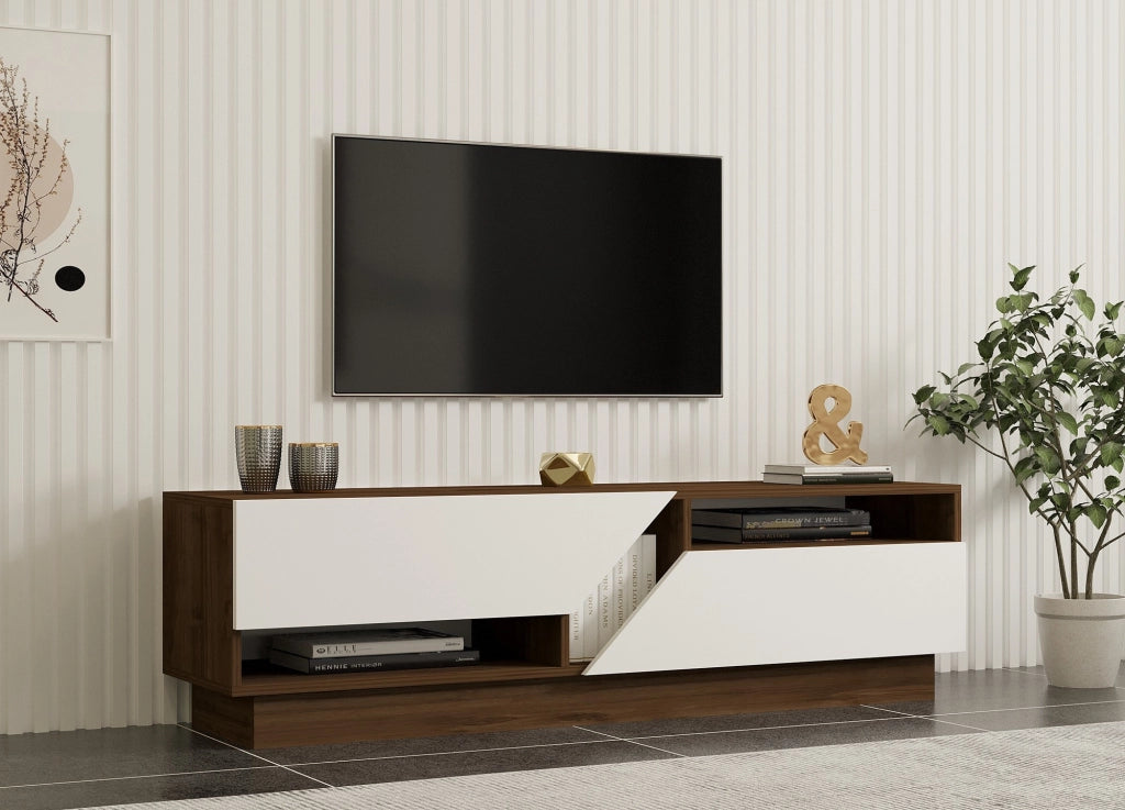 Porta TV in legno "Koza" - 160 x 40 x 45 cm - NoceBianco