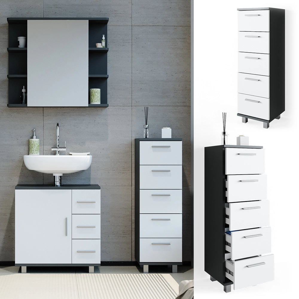 Vicco Cassettiera da bagno Antracite 30 x 95 cm