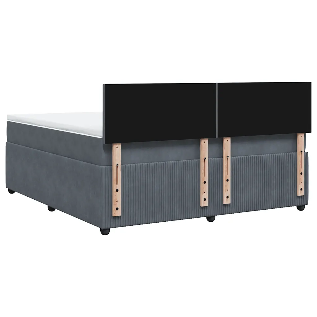 vidaXL Giroletto a Molle con Materasso Grigio Scuro 180x200 cm Velluto