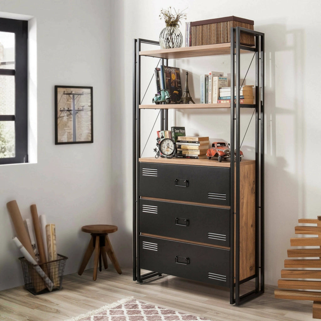 Biblioteca Podul, Libreria 2 Ripiani, 90x35x180h cm Marrone Quercia