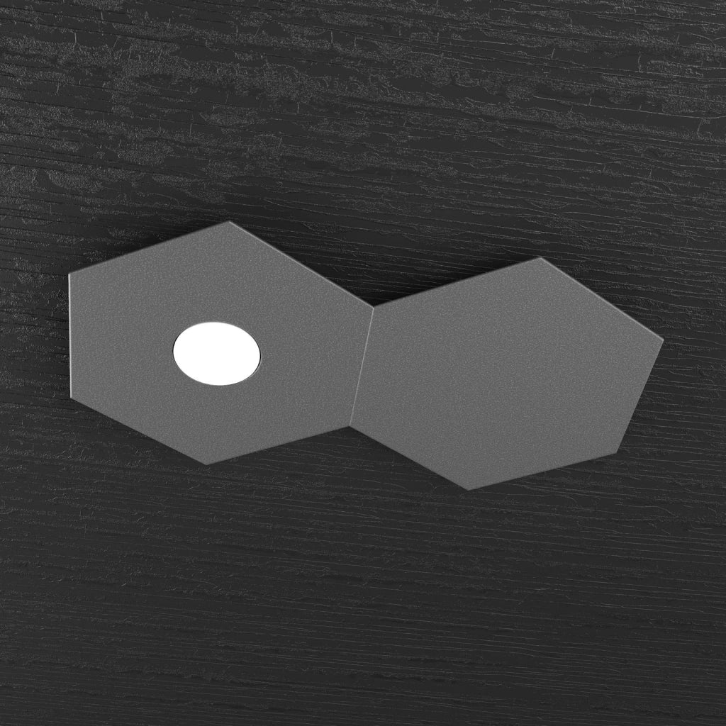 HEXAGON APPLIQUE-PLAFONIERA 1 LUCE + 1 DECORATIVO GRIGIO ANTRACITE 1142-1L1D-GA