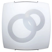 Plafoniera 1xE27 Ganci Cromo Vetro Lastra Bianco Decorato Cerchi E-Energy Stefania