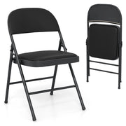 Sedie pieghevoli sedie imbottite da pranzo con struttura in metallo-Sedie impilabili in artificiale PVC per interni ed esterni set da 2 Nero