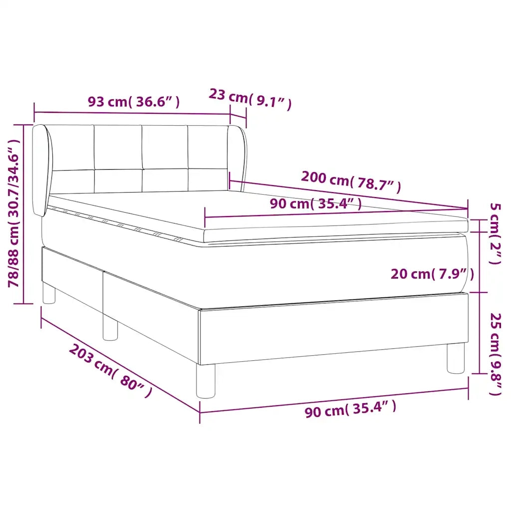 Letto singolo | Letto per adulti | Giroletto a Molle con Materasso Verde Scuro 90x200 cm Velluto