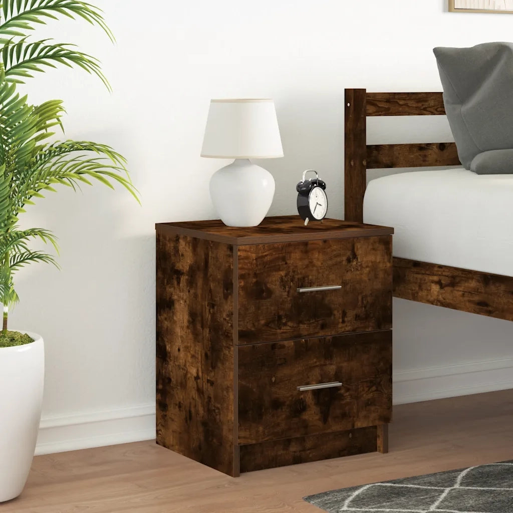 Comodino con 2 Cassetti Rovere Fumo 40x36x50 cm 858793