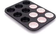 Forma per 12 magdalene e muffin - antiaderente - resistente al forno - 35 x 27 x 3 cm - forme per regali - acciaio inossidabile - pulizia facile
