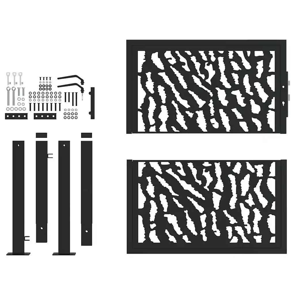 Cancello da giardino nero 100x100 cm in acciaio con design a traliccio 4100979
