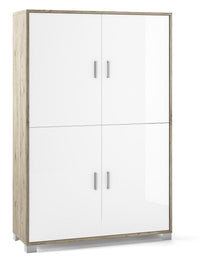 Mobile 4 Ante 107x162x41 cm Rovere Naturale/Bianco Lucido
