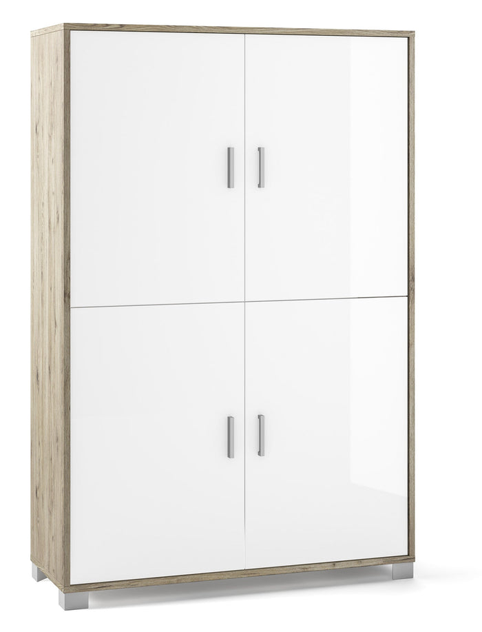 Mobile 4 Ante 107x162x41 cm Rovere Naturale/Bianco Lucido